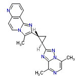 InChI=1/C21H19N7/c1-11-10-23-12(2)20-25-19(26-28(11)20)16-9-15(16)18-13(3)27-8-6-17-14(21(27)24-18)5-4-7-22-17/h4-8,10,15-16H,9H2,1-3H3/t15-,16-/m1/s1