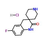 InChI=1/C13H15FN2O.ClH/c14-10-1-2-11-9(7-10)8-13(12(17)16-11)3-5-15-6-4-13;/h1-2,7,15H,3-6,8H2,(H,16,17);1H