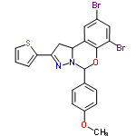 InChI=1/C21H16Br2N2O2S/c1-26-14-6-4-12(5-7-14)21-25-18(11-17(24-25)19-3-2-8-28-19)15-9-13(22)10-16(23)20(15)27-21/h2-10,18,21H,11H2,1H3