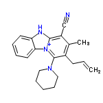 InChI=1/C21H22N4/c1-3-9-16-15(2)17(14-22)20-23-18-10-5-6-11-19(18)25(20)21(16)24-12-7-4-8-13-24/h3,5-6,10-11H,1,4,7-9,12-13H2,2H3/p+1