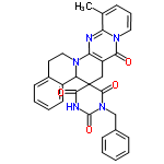 InChI=1/C30H25N5O4/c1-18-8-7-14-34-24(18)31-25-22(26(34)36)16-30(23-21-12-6-5-11-20(21)13-15-33(23)25)27(37)32-29(39)35(28(30)38)17-19-9-3-2-4-10-19/h2-12,14,23H,13,15-17H2,1H3,(H,32,37,39)