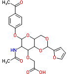 InChI=1/C23H25NO10/c1-12(25)14-5-7-15(8-6-14)32-23-19(24-13(2)26)21(30-11-18(27)28)20-17(33-23)10-31-22(34-20)16-4-3-9-29-16/h3-9,17,19-23H,10-11H2,1-2H3,(H,24,26)(H,27,28)