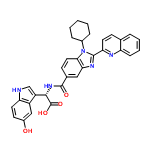 InChI=1/C33H29N5O4/c39-22-12-14-26-23(17-22)24(18-34-26)30(33(41)42)37-32(40)20-11-15-29-28(16-20)36-31(38(29)21-7-2-1-3-8-21)27-13-10-19-6-4-5-9-25(19)35-27/h4-6,9-18,21,30,34,39H,1-3,7-8H2,(H,37,40)(H,41,42)/t30-/m0/s1