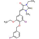 InChI=1/C22H22ClFN2O3S/c1-4-26-21(27)18(25(3)22(26)30)11-15-10-17(23)20(19(12-15)28-5-2)29-13-14-7-6-8-16(24)9-14/h6-12H,4-5,13H2,1-3H3/b18-11-