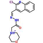 InChI=1/C16H17ClN4O2/c17-16-13(9-12-3-1-2-4-14(12)19-16)10-18-20-15(22)11-21-5-7-23-8-6-21/h1-4,9-10H,5-8,11H2,(H,20,22)/p+1/b18-10-