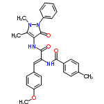 InChI=1/C29H28N4O4/c1-19-10-14-22(15-11-19)27(34)30-25(18-21-12-16-24(37-4)17-13-21)28(35)31-26-20(2)32(3)33(29(26)36)23-8-6-5-7-9-23/h5-18H,1-4H3,(H,30,34)(H,31,35)/b25-18-