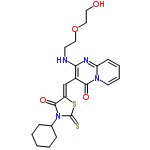 InChI=1/C22H26N4O4S2/c27-11-13-30-12-9-23-19-16(20(28)25-10-5-4-8-18(25)24-19)14-17-21(29)26(22(31)32-17)15-6-2-1-3-7-15/h4-5,8,10,14-15,23,27H,1-3,6-7,9,11-13H2/b17-14-