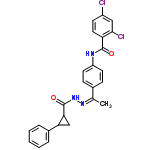 InChI=1/C25H21Cl2N3O2/c1-15(29-30-25(32)22-14-21(22)17-5-3-2-4-6-17)16-7-10-19(11-8-16)28-24(31)20-12-9-18(26)13-23(20)27/h2-13,21-22H,14H2,1H3,(H,28,31)(H,30,32)/b29-15-