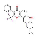 InChI=1/C23H22F3NO3/c1-14-6-5-11-27(12-14)13-17-18(28)10-9-16-20(29)19(15-7-3-2-4-8-15)22(23(24,25)26)30-21(16)17/h2-4,7-10,14,28H,5-6,11-13H2,1H3