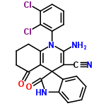 InChI=1/C23H16Cl2N4O2/c24-14-6-3-9-17(20(14)25)29-16-8-4-10-18(30)19(16)23(13(11-26)21(29)27)12-5-1-2-7-15(12)28-22(23)31/h1-3,5-7,9H,4,8,10,27H2,(H,28,31)