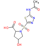 InChI=1/C9H12N4O6S2/c1-4(14)10-8-11-12-9(20-8)21(18,19)13-3-5(15)2-6(13)7(16)17/h5-6,15H,2-3H2,1H3,(H,16,17)(H,10,11,14)