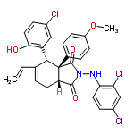 InChI=1/C29H23Cl3N2O4/c1-3-16-4-11-22-27(36)34(33-24-12-7-19(31)15-23(24)32)28(37)29(22,17-5-9-20(38-2)10-6-17)26(16)21-14-18(30)8-13-25(21)35/h3-10,12-15,22,26,33,35H,1,11H2,2H3/t22-,26+,29+/m0/s1