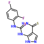 InChI=1/C11H9F2N5OS/c12-5-1-2-8(7(13)3-5)16-11(19)17-10-6(9(14)20)4-15-18-10/h1-4H,(H2,14,20)(H3,15,16,17,18,19)