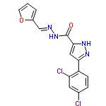 InChI=1/C15H10Cl2N4O2/c16-9-3-4-11(12(17)6-9)13-7-14(20-19-13)15(22)21-18-8-10-2-1-5-23-10/h1-8H,(H,19,20)(H,21,22)/b18-8+