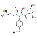 InChI=1/C21H25N3O4S/c1-12-20(29-13(2)22-12)18(25)16-17(14-6-8-15(28-5)9-7-14)24(11-10-23(3)4)21(27)19(16)26/h6-9,17,26H,10-11H2,1-5H3/p+1/t17-/m0/s1