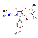 InChI=1/C21H25N3O4S/c1-12-20(29-13(2)22-12)18(25)16-17(14-6-8-15(28-5)9-7-14)24(11-10-23(3)4)21(27)19(16)26/h6-9,17,26H,10-11H2,1-5H3/p+1/t17-/m1/s1