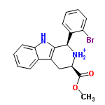 InChI=1/C19H17BrN2O2/c1-24-19(23)16-10-13-11-6-3-5-9-15(11)21-18(13)17(22-16)12-7-2-4-8-14(12)20/h2-9,16-17,21-22H,10H2,1H3/p+1/t16-,17-/m1/s1