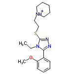 InChI=1/C18H26N4OS/c1-3-22-17(15-9-5-6-10-16(15)23-2)19-20-18(22)24-14-13-21-11-7-4-8-12-21/h5-6,9-10H,3-4,7-8,11-14H2,1-2H3/p+1