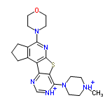 InChI=1/C21H26N6OS/c1-25-5-7-26(8-6-25)20-18-17(22-13-23-20)16-14-3-2-4-15(14)19(24-21(16)29-18)27-9-11-28-12-10-27/h13H,2-12H2,1H3/p+2