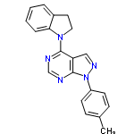 InChI=1/C20H17N5/c1-14-6-8-16(9-7-14)25-20-17(12-23-25)19(21-13-22-20)24-11-10-15-4-2-3-5-18(15)24/h2-9,12-13H,10-11H2,1H3