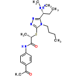 InChI=1/C22H33N5O2S/c1-7-9-14-27-20(19(8-2)26(5)6)24-25-22(27)30-16(4)21(29)23-18-12-10-17(11-13-18)15(3)28/h10-13,16,19H,7-9,14H2,1-6H3,(H,23,29)/p+1/t16-,19+/m0/s1