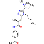 InChI=1/C22H33N5O2S/c1-7-9-14-27-20(19(8-2)26(5)6)24-25-22(27)30-16(4)21(29)23-18-12-10-17(11-13-18)15(3)28/h10-13,16,19H,7-9,14H2,1-6H3,(H,23,29)/p+1/t16-,19-/m1/s1