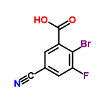 InChI=1/C8H3BrFNO2/c9-7-5(8(12)13)1-4(3-11)2-6(7)10/h1-2H,(H,12,13)