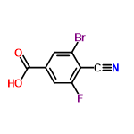 InChI=1/C8H3BrFNO2/c9-6-1-4(8(12)13)2-7(10)5(6)3-11/h1-2H,(H,12,13)