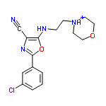 InChI=1/C16H17ClN4O2/c17-13-3-1-2-12(10-13)15-20-14(11-18)16(23-15)19-4-5-21-6-8-22-9-7-21/h1-3,10,19H,4-9H2/p+1