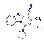 InChI=1/C19H20N4/c1-3-14-13(2)15(12-20)18-21-16-8-4-5-9-17(16)23(18)19(14)22-10-6-7-11-22/h4-5,8-9H,3,6-7,10-11H2,1-2H3