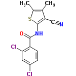 InChI=1/C14H10Cl2N2OS/c1-7-8(2)20-14(11(7)6-17)18-13(19)10-4-3-9(15)5-12(10)16/h3-5H,1-2H3,(H,18,19)