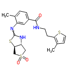 InChI=1/C20H23N3O3S3/c1-12-3-4-14(19(24)21-7-5-17-13(2)6-8-27-17)9-15(12)22-20-23-16-10-29(25,26)11-18(16)28-20/h3-4,6,8-9,16,18H,5,7,10-11H2,1-2H3,(H,21,24)(H,22,23)/t16-,18-/m1/s1