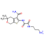 InChI=1/C15H22N4O4S/c1-15(2)6-8-9(7-23-15)24-14(10(8)11(17)20)19-13(22)12(21)18-5-3-4-16/h3-7,16H2,1-2H3,(H2,17,20)(H,18,21)(H,19,22)/p+1