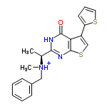 InChI=1/C20H19N3OS2/c1-13(23(2)11-14-7-4-3-5-8-14)18-21-19(24)17-15(12-26-20(17)22-18)16-9-6-10-25-16/h3-10,12-13H,11H2,1-2H3,(H,21,22,24)/p+1/t13-/m0/s1