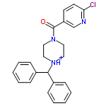 InChI=1/C23H22ClN3O/c24-21-12-11-20(17-25-21)23(28)27-15-13-26(14-16-27)22(18-7-3-1-4-8-18)19-9-5-2-6-10-19/h1-12,17,22H,13-16H2/p+1