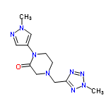 InChI=1/C11H16N8O/c1-16-6-9(5-12-16)19-4-3-18(8-11(19)20)7-10-13-15-17(2)14-10/h5-6H,3-4,7-8H2,1-2H3