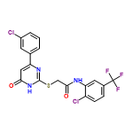 InChI=1/C19H12Cl2F3N3O2S/c20-12-3-1-2-10(6-12)14-8-16(28)27-18(26-14)30-9-17(29)25-15-7-11(19(22,23)24)4-5-13(15)21/h1-8H,9H2,(H,25,29)(H,26,27,28)