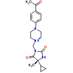 InChI=1/C20H26N4O3/c1-14(25)15-3-7-17(8-4-15)23-11-9-22(10-12-23)13-24-18(26)20(2,16-5-6-16)21-19(24)27/h3-4,7-8,16H,5-6,9-13H2,1-2H3,(H,21,27)/p+1/t20-/m1/s1