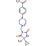 InChI=1/C20H26N4O3/c1-14(25)15-3-7-17(8-4-15)23-11-9-22(10-12-23)13-24-18(26)20(2,16-5-6-16)21-19(24)27/h3-4,7-8,16H,5-6,9-13H2,1-2H3,(H,21,27)/p+1/t20-/m0/s1