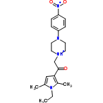 InChI=1/C20H26N4O3/c1-4-23-15(2)13-19(16(23)3)20(25)14-21-9-11-22(12-10-21)17-5-7-18(8-6-17)24(26)27/h5-8,13H,4,9-12,14H2,1-3H3/p+1