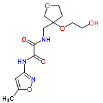 InChI=1/C13H19N3O6/c1-9-6-10(16-22-9)15-12(19)11(18)14-7-13(21-5-3-17)2-4-20-8-13/h6,17H,2-5,7-8H2,1H3,(H,14,18)(H,15,16,19)