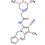 InChI=1/C20H26N4O3/c1-13-9-23(10-14(2)27-13)12-19(25)22-20-18(8-21)15(3)16(4)24(20)11-17-6-5-7-26-17/h5-7,13-14H,9-12H2,1-4H3,(H,22,25)/p+1/t13-,14+