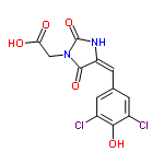 InChI=1/C12H8Cl2N2O5/c13-6-1-5(2-7(14)10(6)19)3-8-11(20)16(4-9(17)18)12(21)15-8/h1-3,19H,4H2,(H,15,21)(H,17,18)/b8-3+