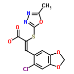 InChI=1/C13H9ClN2O5S/c1-6-15-16-13(21-6)22-11(12(17)18)3-7-2-9-10(4-8(7)14)20-5-19-9/h2-4H,5H2,1H3,(H,17,18)/p-1/b11-3-