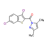 InChI=1/C14H10Cl2N2OS/c1-7-5-8(2)18(17-7)14(19)13-12(16)10-4-3-9(15)6-11(10)20-13/h3-6H,1-2H3