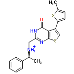 InChI=1/C20H19N3OS2/c1-12-8-9-16(26-12)15-11-25-20-18(15)19(24)22-17(23-20)10-21-13(2)14-6-4-3-5-7-14/h3-9,11,13,21H,10H2,1-2H3,(H,22,23,24)/p+1/t13-/m0/s1