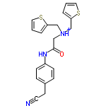 InChI=1/C20H19N3OS2/c21-10-9-16-5-7-17(8-6-16)22-20(24)15-23(13-18-3-1-11-25-18)14-19-4-2-12-26-19/h1-8,11-12H,9,13-15H2,(H,22,24)/p+1