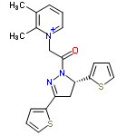 InChI=1/C20H20N3OS2/c1-14-6-3-9-22(15(14)2)13-20(24)23-17(19-8-5-11-26-19)12-16(21-23)18-7-4-10-25-18/h3-11,17H,12-13H2,1-2H3/q+1/t17-/m0/s1