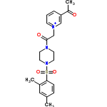 InChI=1/C21H26N3O4S/c1-16-6-7-20(17(2)13-16)29(27,28)24-11-9-23(10-12-24)21(26)15-22-8-4-5-19(14-22)18(3)25/h4-8,13-14H,9-12,15H2,1-3H3/q+1