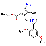 InChI=1/C21H25N3O4S/c1-4-28-21(25)19-16(15(11-22)20(23)29-19)12-24-9-5-6-17(24)14-10-13(26-2)7-8-18(14)27-3/h7-8,10,17H,4-6,9,12,23H2,1-3H3/p+1/t17-/m0/s1